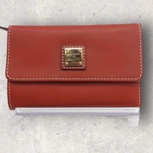 Dooney & Bourke Deep Red Leather Medium Tri-fold Flap Wallet